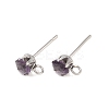 304 Stainless Steel Micro Pave Cubic Zirconia Stud Earring Findings STAS-H240-56P-07-1