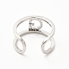 Clear Cubic Zirconia Initial Letter Open Cuff Ring RJEW-A012-01P-G-3