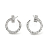 Rack Plating Brass Micro Pave Clear Cubic Zirconia Stud Earrings for Women EJEW-M260-14P-1