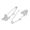 Crisscross Heart 304 Stainless Steel Safety Pins Brooch Findings SA-CBA098D-15E-P01-2