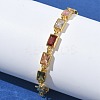 Rectangle Brass Pave Cubic Zirconia Link Chain Bracelets for Women BJEW-P385-05G-3