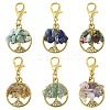 6Pcs Tree of Life Alloy & Natural Lapis Lazuli & Carnelian & Amazonite & Tourmaline & Green Aventurine & Amethyst Chips Pendant Necklaces HJEW-YW00104-1