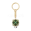 Handmade Glass Seed Beads & Green Aventurine Turtle Pendant Keychain KEYC-MZ00024-03-1