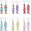 6 Sets 6 Colors Wood Dangle Earrings with Iron Pins EJEW-FI0003-27-1