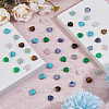 48Pcs 6 Styles Natural Rose Quartz & Blue Spot Jasper & Amethyst & Tiger Eye & Fluorite & Malaysia Jade Heart Charms with Platinum Tone Brass Loops PALLOY-DC00014-5