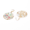 Transparent Epoxy Resin Flat Round with 3D Printed Flower Pattern Dangle Earrings EJEW-JE04580-5