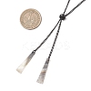 Natural Black Lip Shell Trapezoid Pendant 304 Stainless Steel Curb Chain Lariat Necklaces NJEW-JN05911-3