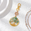 Natural Green Aventurine Chips Beads & Alloy Tree of Life Pendant Decorations HJEW-JM03129-04-1