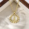 Brass Clear Cubic Zirconia Flat Round with Virgin Mary Pendant Necklaces LS-NJEW-C071-07A-G-3
