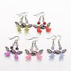 Natural Round Gemstone Beads Dangle Earrings EJEW-JE02171-1