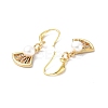 Colorful Cubic Zirconia Fan Dangle Earrings with Natural Pearl Beaded EJEW-B017-12G-3