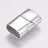Tarnish Resistant Rectangle 304 Stainless Steel Magnetic Clasps with Glue-in Ends STAS-M195-11-3