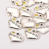 Wedding Theme Antique Silver Tone Tibetan Style Heart with Bride to Be Rhinestone Charms LS-X-TIBEP-N005-10E-2