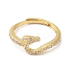 Rack Plating Brass Cubic Zirconia Arabic Letters Adjustable Rings for Women RJEW-S407-10G-13-2