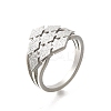 Textured Rhombus 304 Stainless Steel Finger Ring for Women RJEW-L126-06B-P-4