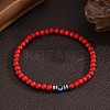 Glass Evil Eye 4MM Dyed Synthetic Turquoise Beaded Stretch Bracelets for Men VE1501-9-1