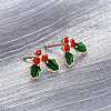 Cubic Zirconia Cherry Stud Earrings with Enamel LS-EJEW-P199-14G-3