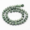 Natural Green Spot Jasper Round Bead Strands G-D678-8mm-2