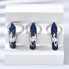 Natural Lapis Lazuli & Brass Cuff Rings for Women RJEW-G374-01P-07-1
