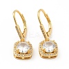 Clear Cubic Zirconia Square Dangle Leverback Earrings EJEW-C035-10G-1