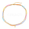 Colorful Glass Seed Beaded Initial Pendant Double Layer Necklaces QS3881-18-1
