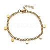 304 Stainless Steel Flat Round Charm Bracelets BJEW-R021-04G-4