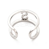 Clear Cubic Zirconia Initial Letter Open Cuff Ring RJEW-A012-01P-S-3