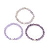 Natural Mixed Gemstone & Cultured Freshwater Pearl Beads Stretch Bracelets for Women BJEW-JB13205-01-5