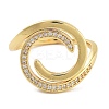 Rack Plating Brass Micro Pave Cubic Zirconia Open Cuff Rings for Women RJEW-Z059-31G-2
