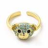 Cubic Zirconia Bear Open Cuff Ring KK-A180-37G-2