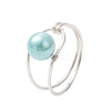 Shell Pearl with Copper Wire Finger Rings RJEW-JR00980-4