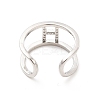 Clear Cubic Zirconia Initial Letter Open Cuff Ring RJEW-A012-01P-H-3