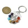 7 Chakra Gemstone Bead Pendant Keychain with Tibetan Style Alloy Charm KEYC-JKC00539-04-3