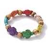Beach Turtle Dyed Synthetic Turquoise Stretch Bracelets BJEW-JB10297-02-2