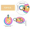 12Pcs Rainbow Color Ion Plating(IP) 201 Stainless Steel Charms STAS-UN0032-35-5