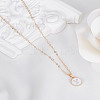 1Pc Zinc Alloy White Enamel Round with Letter Pendant Necklaces NJEW-LP0002-88G-Y-3