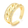 Rack Plating Brass Curb Chains Shape Open Cuff Ring with Cubic Zirconia RJEW-R138-01G-3