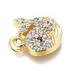 Brass Micro Pave Clear & Sky Blue Cubic Zirconia Charms ZIRC-O035-11G-3