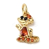 Brass Micro Pave Red Cubic Zirconia Pendants KK-R162-020B-G-1