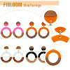 3 Pairs 3 Colors Resin & Wooden Donut Dangle Stud Earrings with 316 Surgical Stainless Steel Pins EJEW-FI0002-47-3