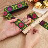 Ethnic Style Floral Pattern Embroidery Polyester Ribbons OCOR-WH0104-04B-3