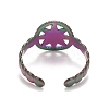 Rainbow Color Ion Plating (IP) 304 Stainless Steel Open Cuff Rings RJEW-A005-27MC-3