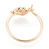 Flower Brass Micro Pave Clear Cubic Zirconia Cuff Ring Settings KK-T076-79G-3