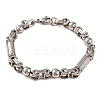 Tarnish Resistant 201 Stainless Steel Round Ball Byzantine Chain Bracelets BJEW-B078-78P-1