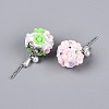 Handmade Polymer Clay Rhinestone Beads with Resin Alloy Iron Chain Glass ABS Imitation Pearl RESI-T060-27M-3