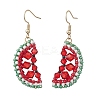 304 Stainless Steel Watermelon Dangle Earrings EJEW-MZ00652-3