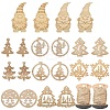 20Pcs 10 Styles Christmas Theme Undyed Wood Big Pendants WOOD-YW0001-25-1