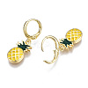 Brass Enamel Huggie Hoop Earrings EJEW-T014-24G-NF-3