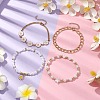 4Pcs 4 Styles Daisy Flower Alloy Enamel Charm Bracelet Sets BJEW-JB10546-2
