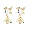Brass Micro Pave Cubic Zirconia Fish Dangle Stud Earrings EJEW-K320-01G-22-1